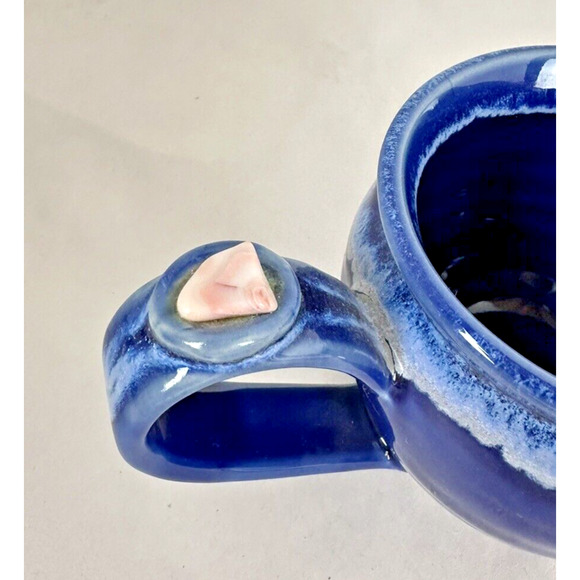 Mug Coffee Tea Healing Touch Pottery Mavin Blue Drips Glazed Jasper Stone - Picture 4 of 8